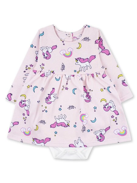 Платье-боди Новорождённым Юлала Розовый светлый Единороги (фото 1)