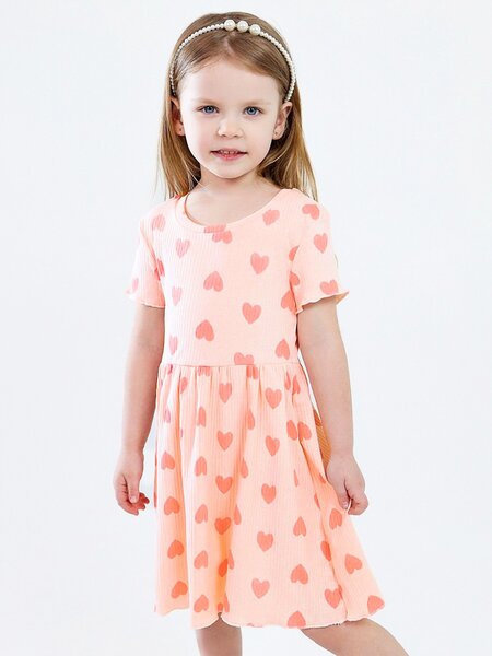 Платье Девочкам Юлала Персиковый светлый Сердечки (фото 1)
