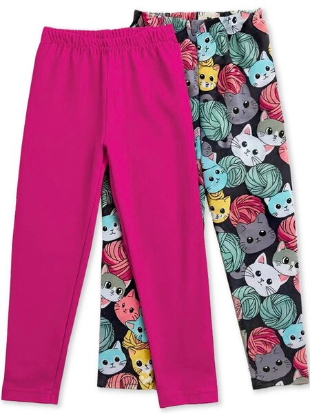 Набор лосин Девочкам Юлала Малиновый; Чернильный Котики (фото 1)