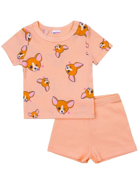 Комплект Новорождённым Юлала Персиковый Собачки (фото 1)