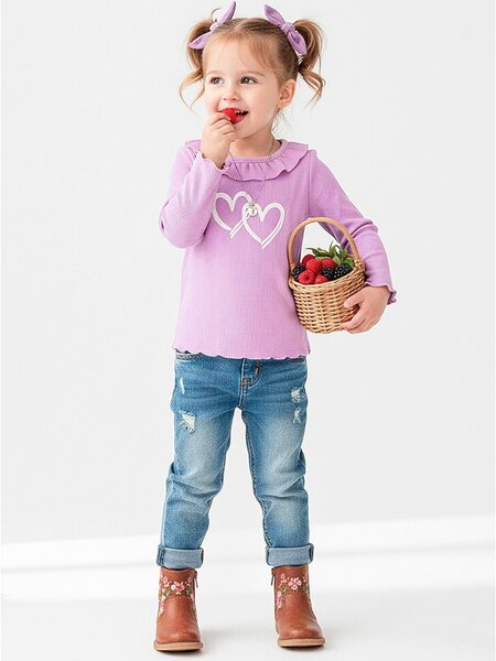 Джемпер Девочкам Юлала Сиреневый Сердечки (фото 1)