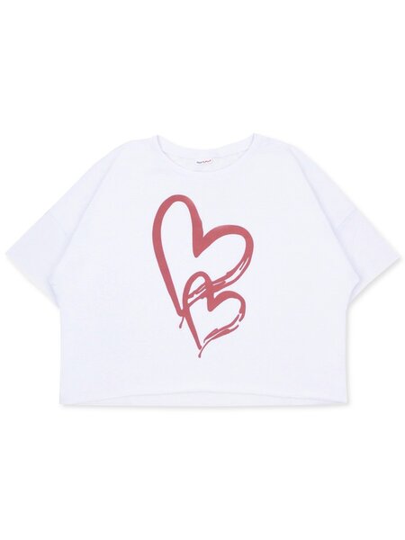 Футболка Девочкам Юлала Белый Сердечки (фото 1)