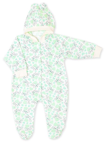 Комбинезон Новорождённым Россия Молочный; Мятный Кошки (фото 1)