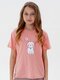 Футболка Девочкам Takro Персиковый Кошка (фото 1)